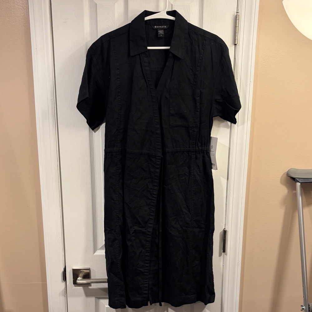 NWT Athleta Black Linen Mini Dress